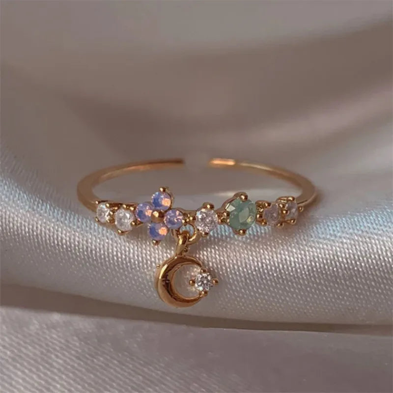 Dainty Floral & Celestial Ring