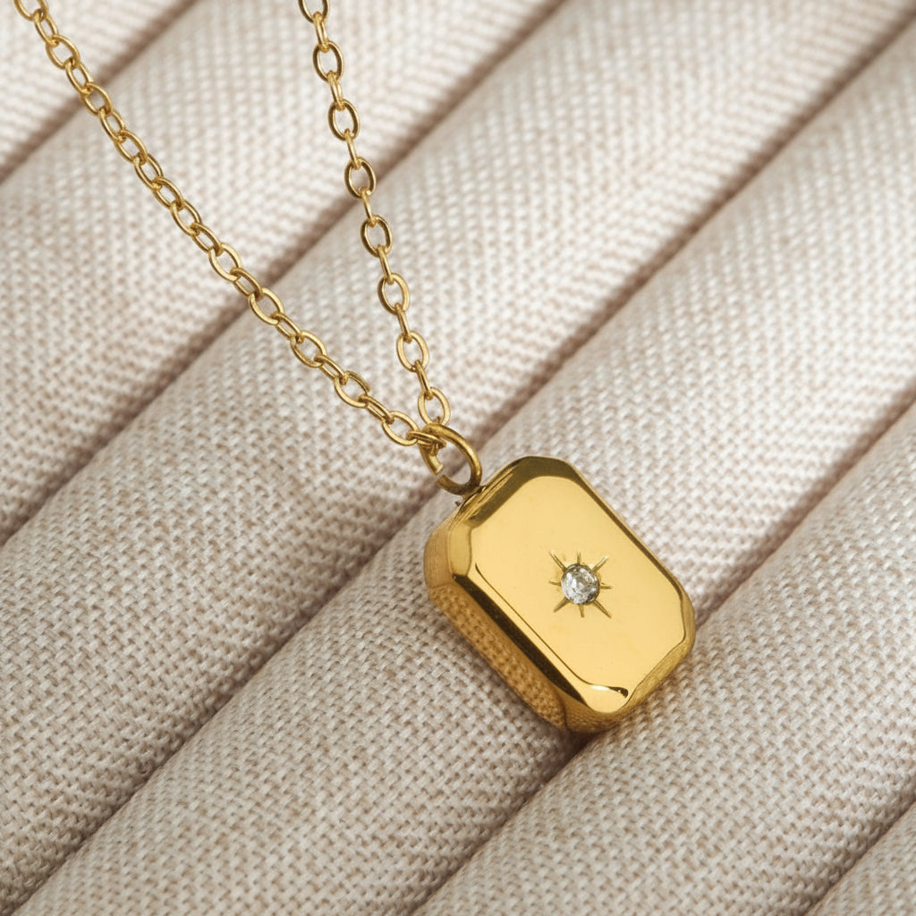Vintage Star Engraved Necklace
