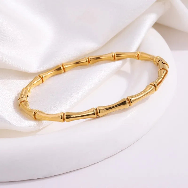 Bamboo Gold Textured Bangle