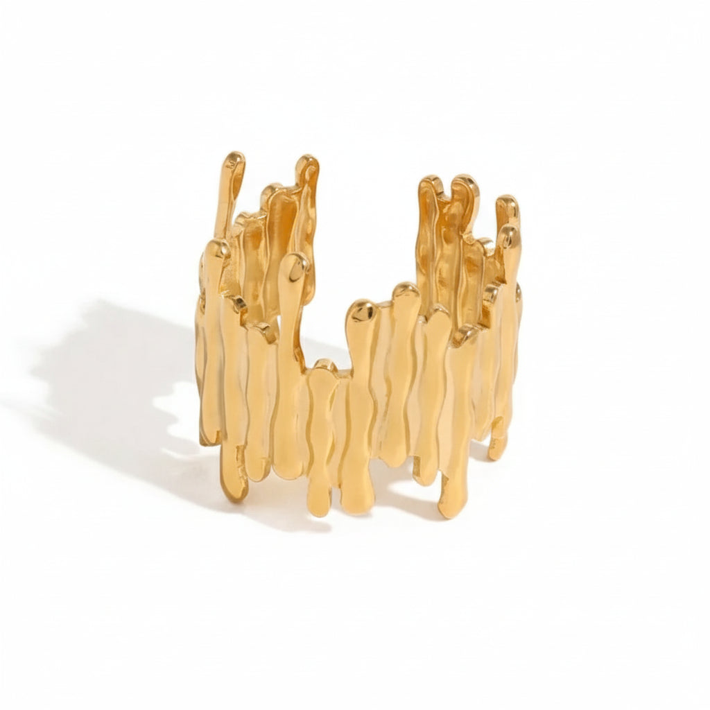 Gold Drip Wide Cuff Ring