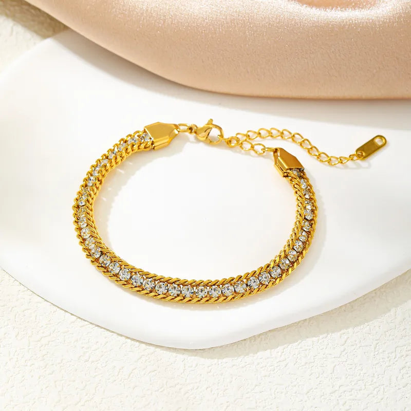 Crystal Chain Gold Bracelet