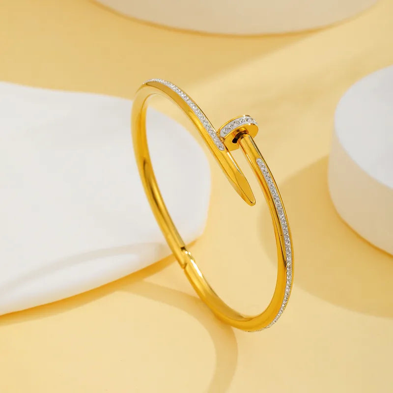 Gold Nail Design Bangle| 18K Gold Plated