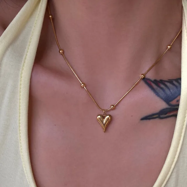 Gold Heart Pendant Necklace