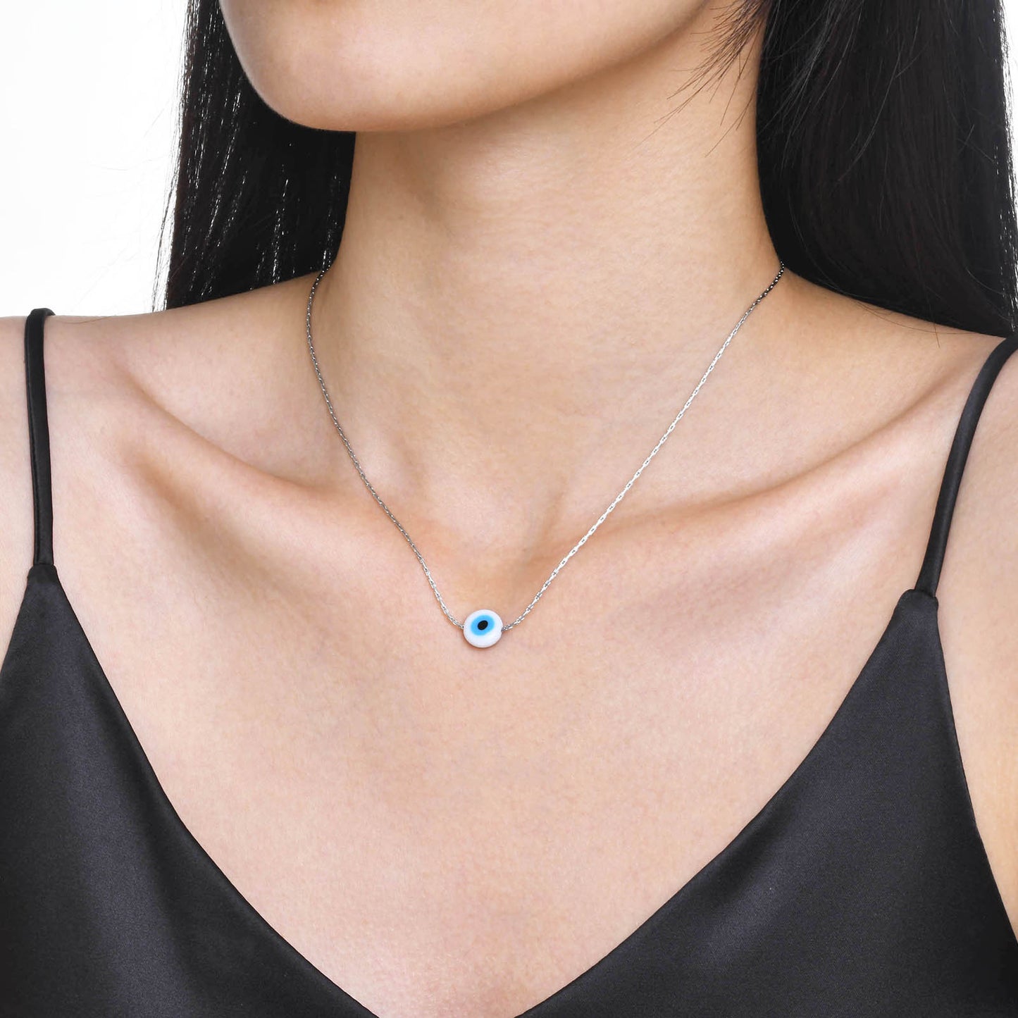 Silver Evil Eye Pendant Necklace