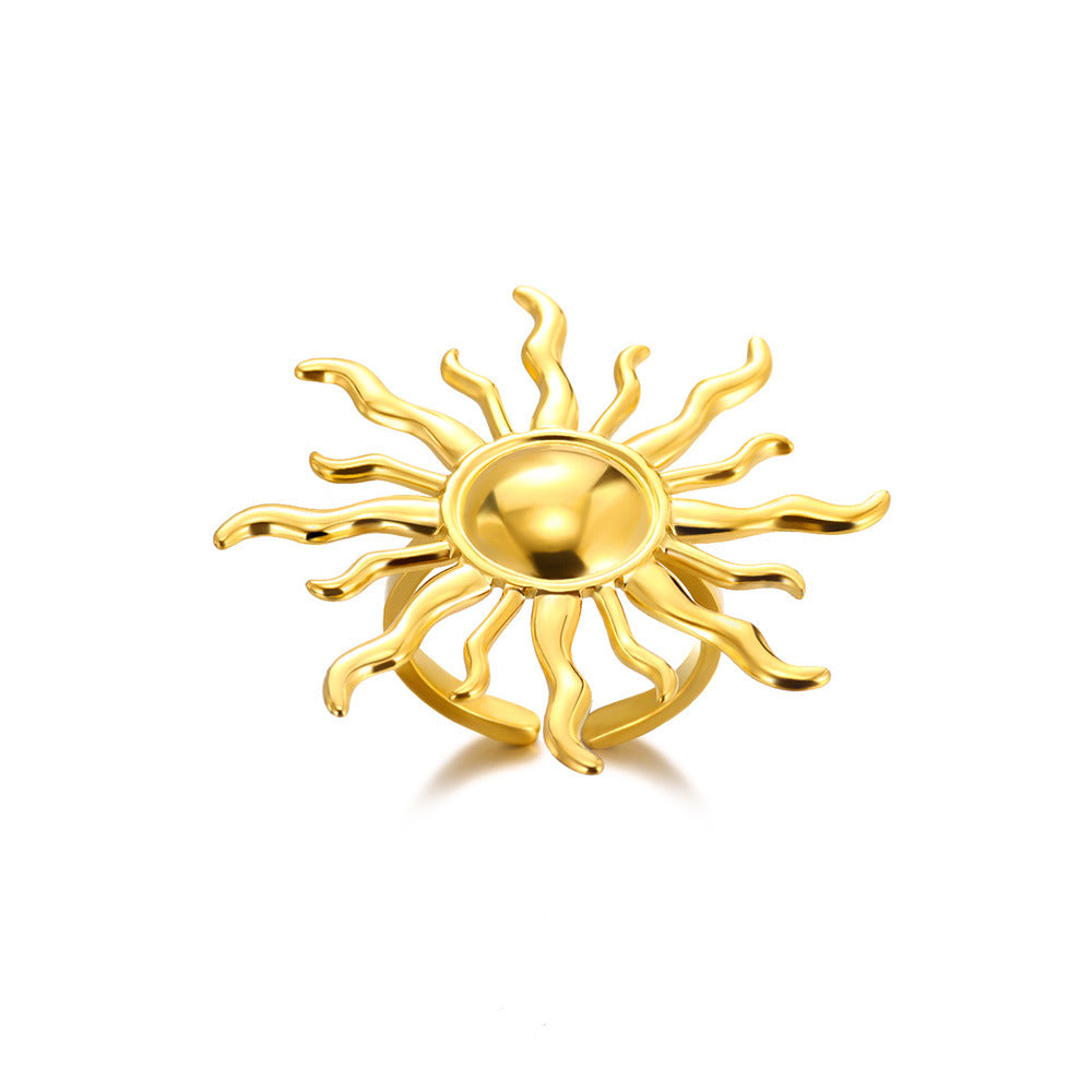 Gold Sunburst Adjustable Ring