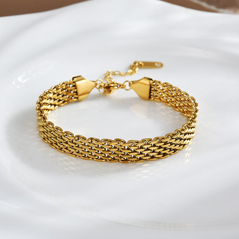 Gold Woven Chain Bracelet