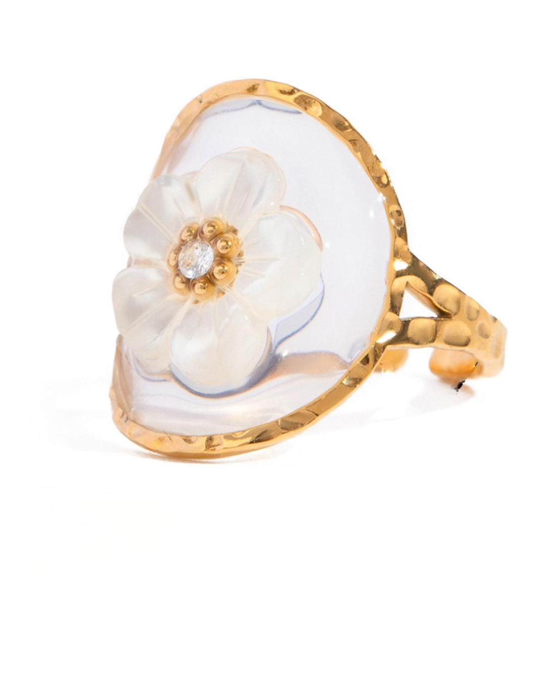 Gold Floral Resin Dome Ring