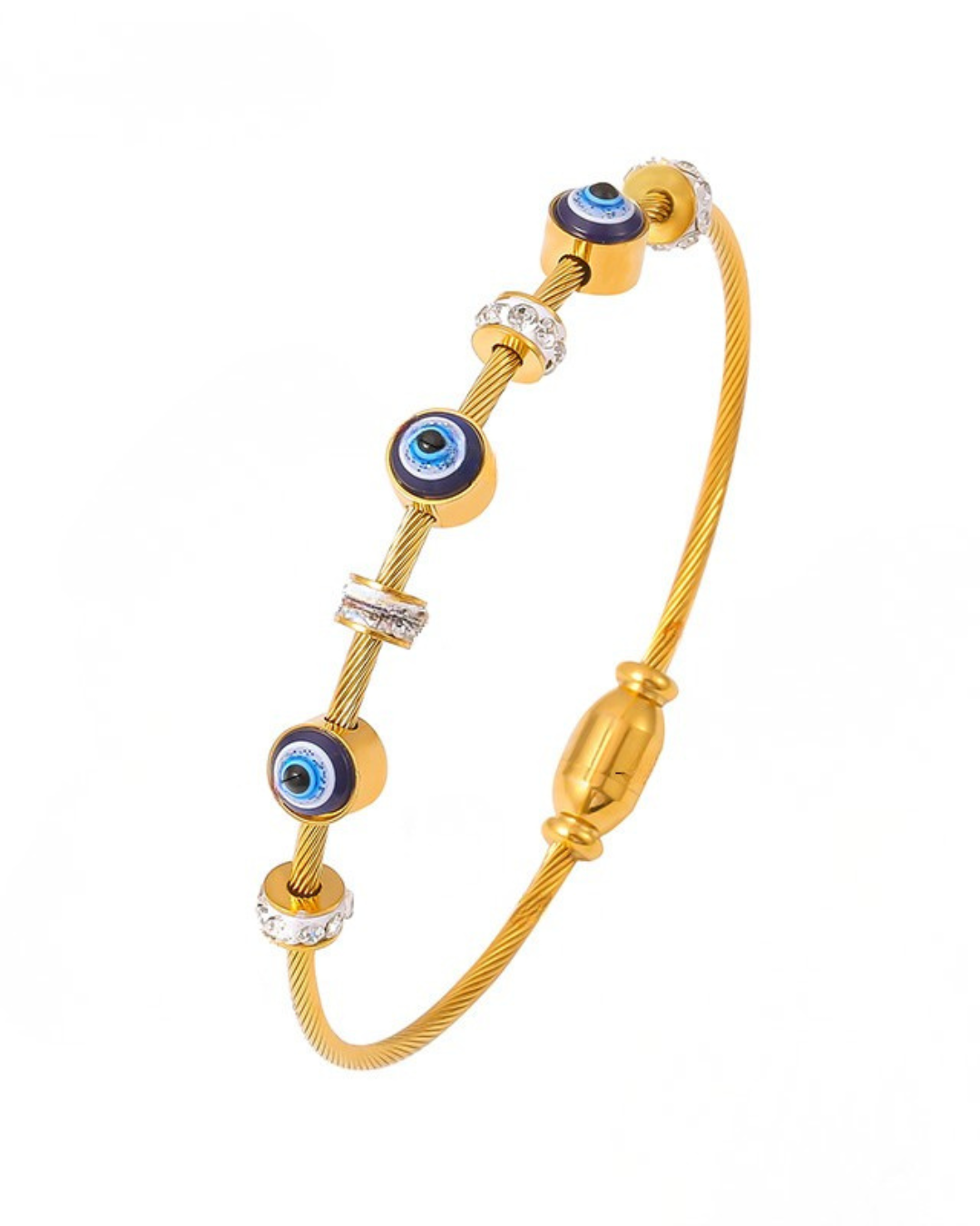 Gold Evil Eye Charm Bracelet |Snake Chain