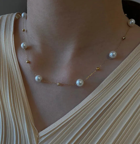 Gold & Pearl Beaded Necklace