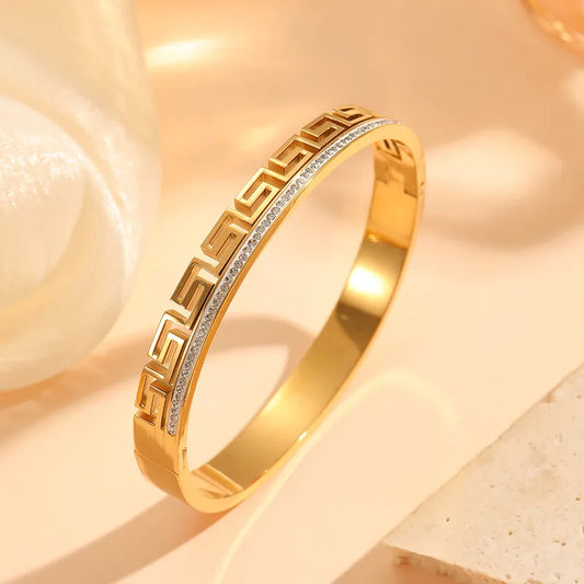 Geometric Key Pattern Bangle