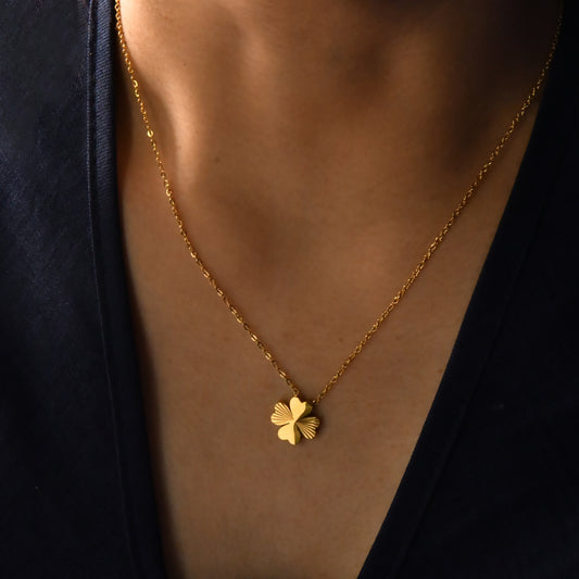 Gold Four-Leaf Clover Pendant Necklace