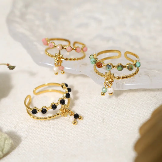 Double Band Sun Charm Ring