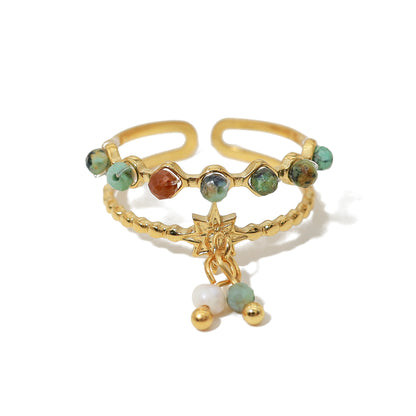 Double Band Sun Charm Ring