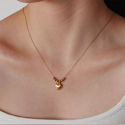 Beaded Charm Gold Heart Necklace