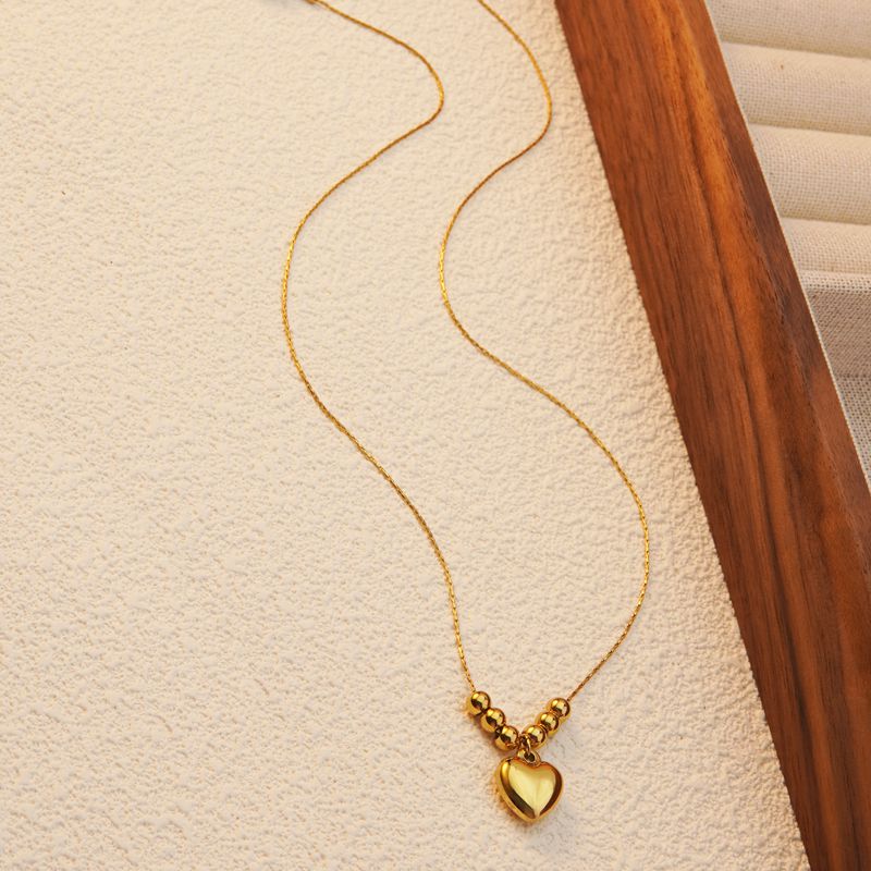 Beaded Charm Gold Heart Necklace