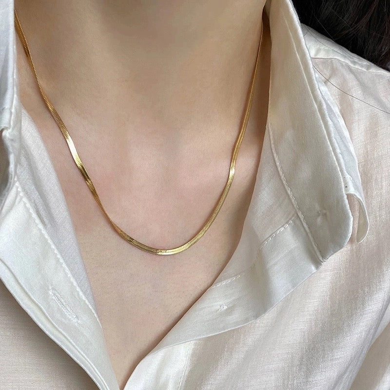 Gold Flat Snake Chain Necklace