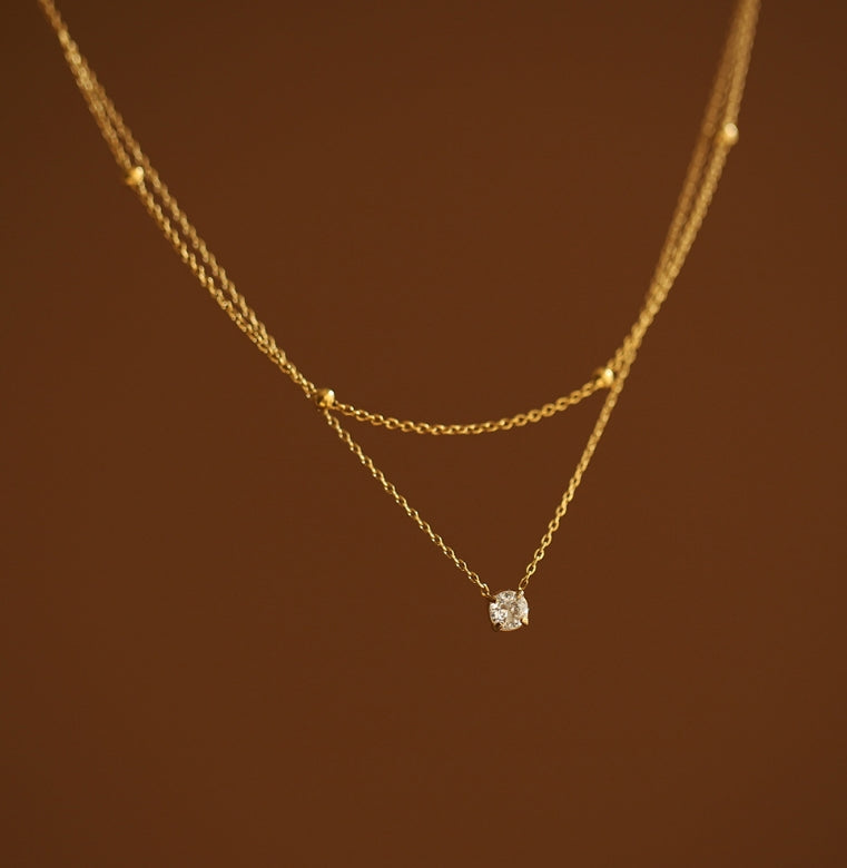 Dainty Layered Crystal Pendant Necklace