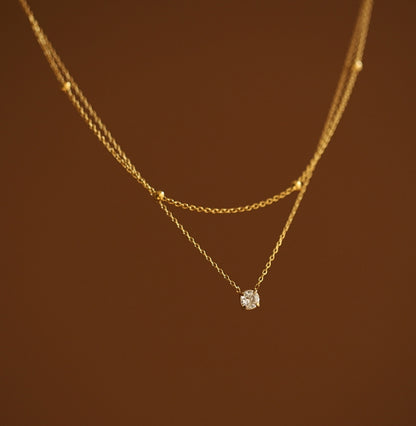 Dainty Layered Crystal Pendant Necklace
