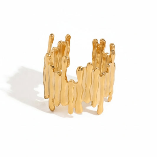 Gold Drip Wide Cuff Ring
