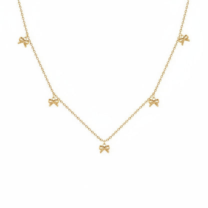 Gold Bow Charm Choker Necklace