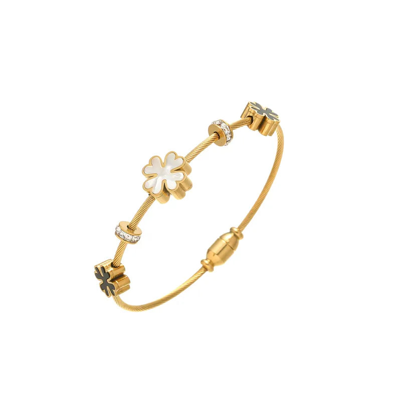Floral Clover Cable Bangle