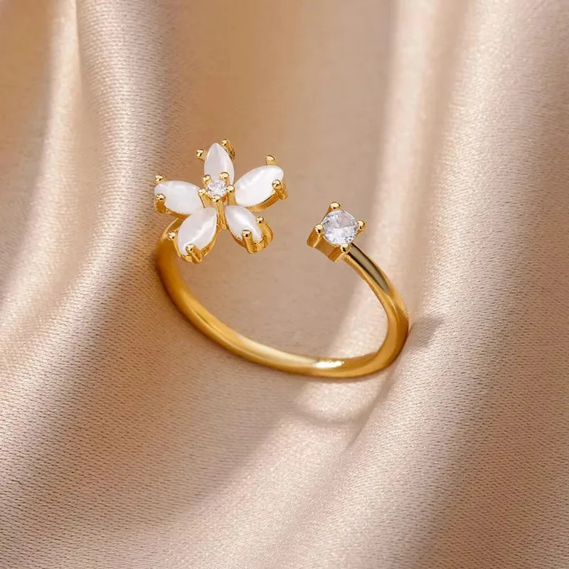 Gold Blossom Open Ring