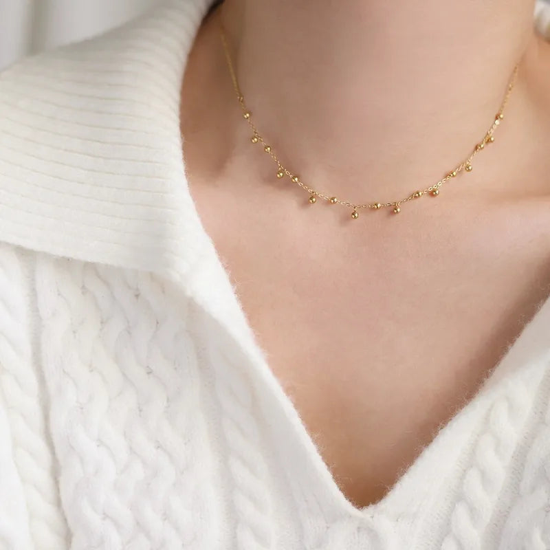 Gold Dainty Droplet Choker Necklace