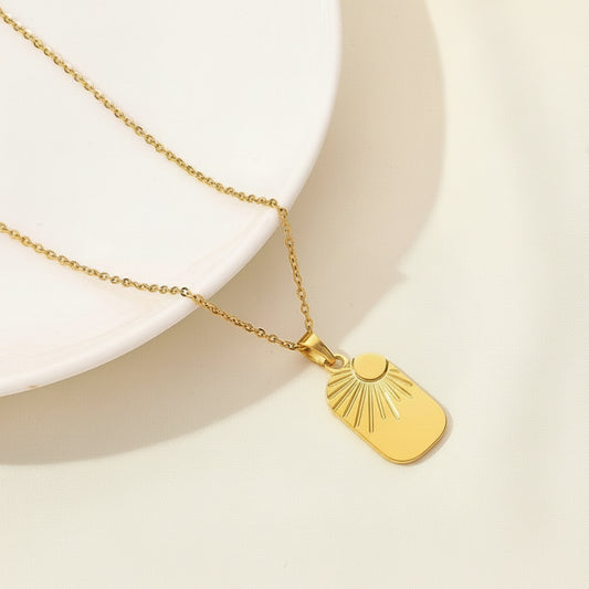 Gold Sunburst Pendant Necklace