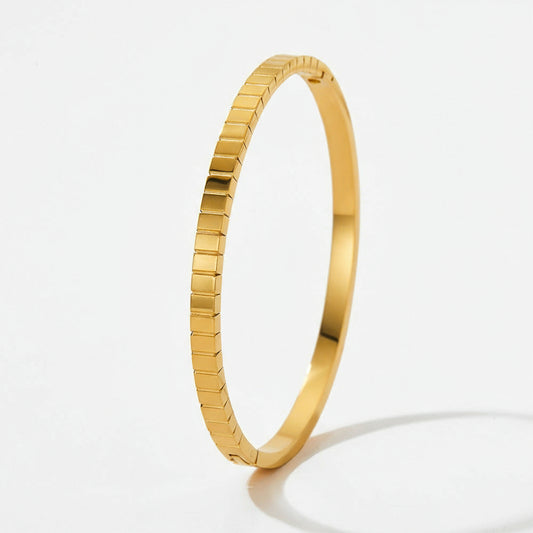Gold Ribbed Bangle Bracelet