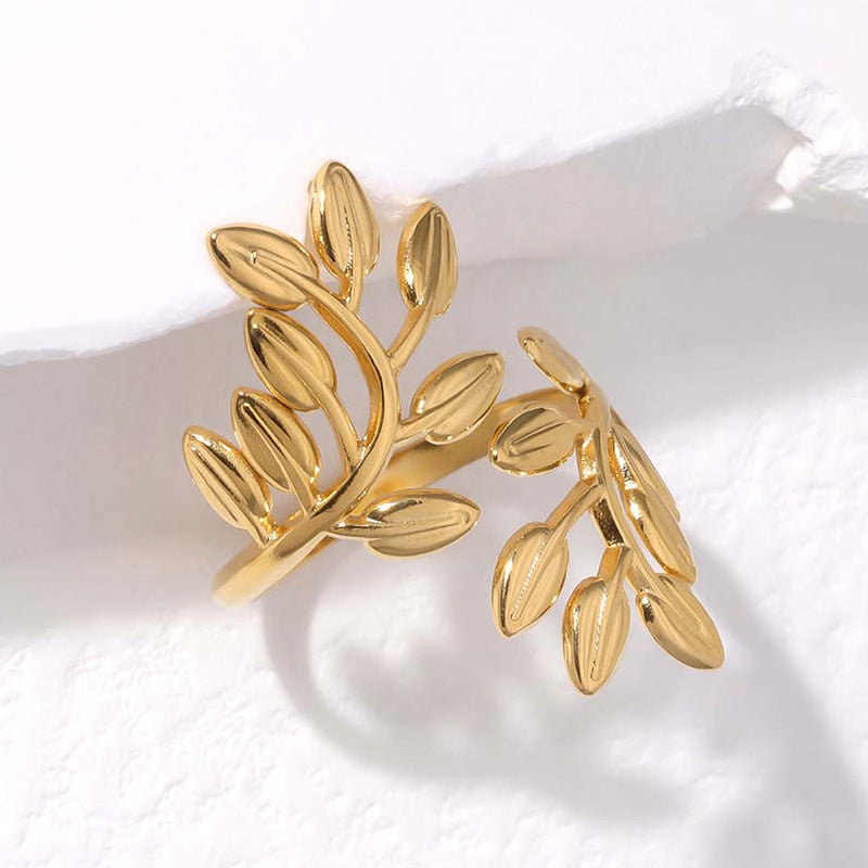 Gold Laurel Leaf Adjustable Ring
