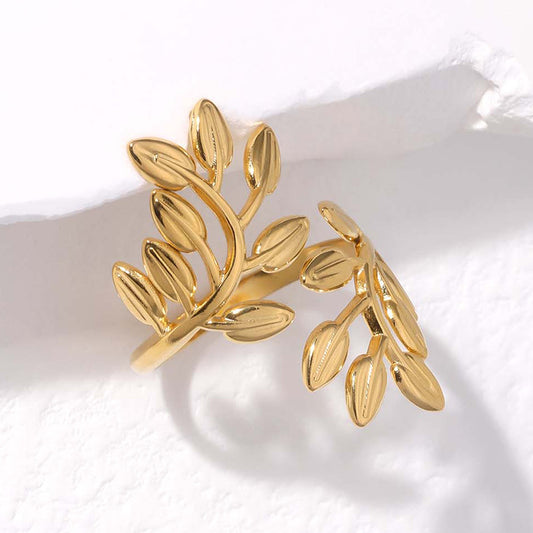 Gold Laurel Leaf Adjustable Ring