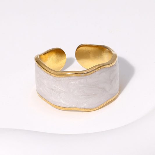 White Enamel Adjustable Ring