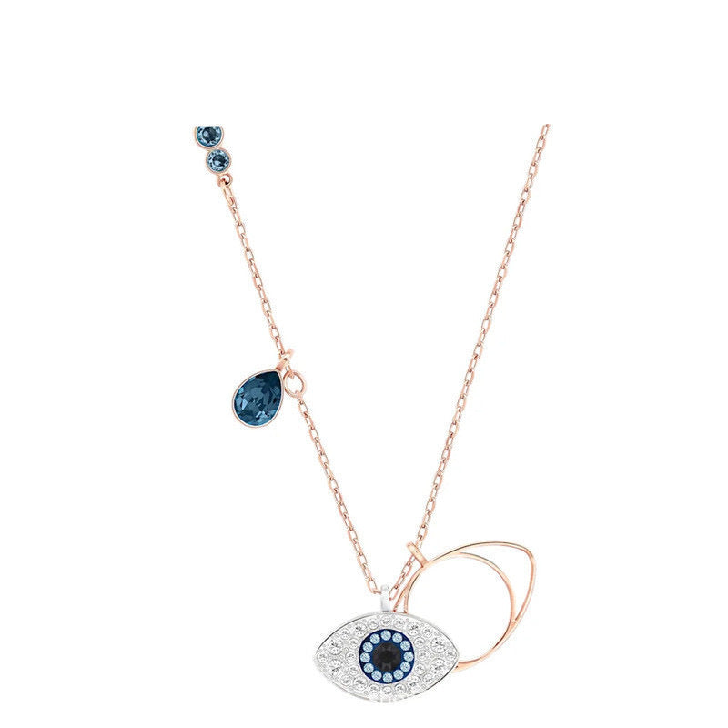 Rose Gold Evil Eye Necklace | Platinum finish