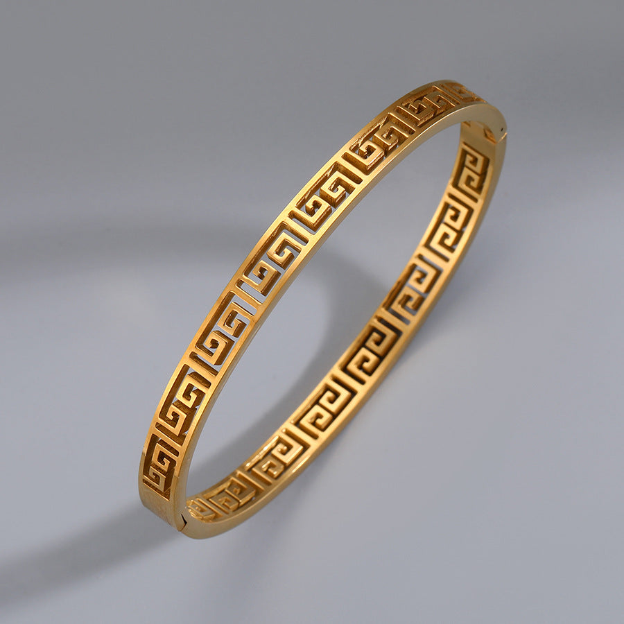Gold Greek Key Bangle