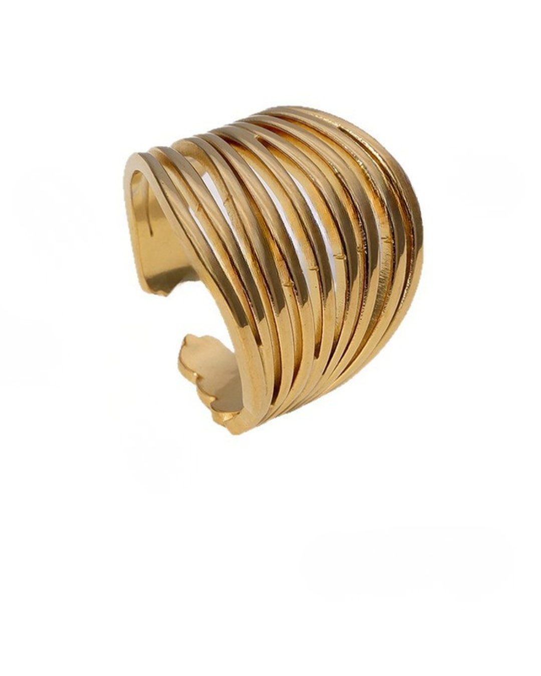 Gold Multi-Band Cuff Adjustable Ring