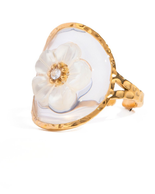 Gold Floral Resin Dome Ring