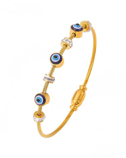 Gold Evil Eye Charm Bracelet |Snake Chain