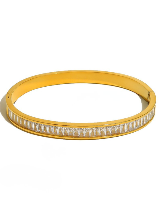 Gold Baguette Crystal Bangle
