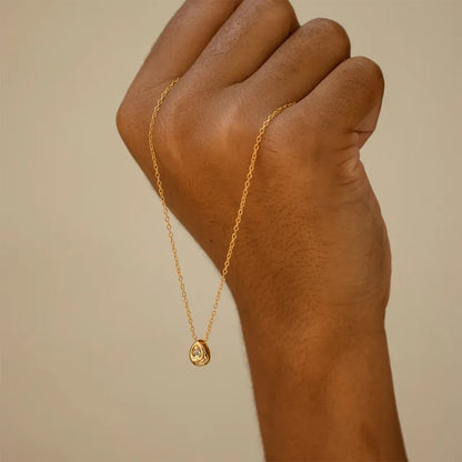 Gold Solitaire Pendant Necklace