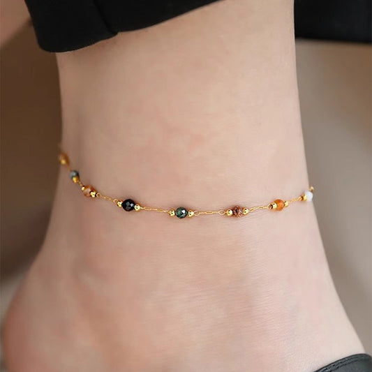 Gold Multicolor Beaded Anklet