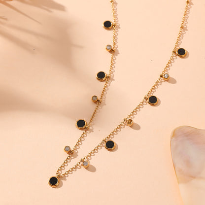 Gemstone Drop Black Charm Necklace