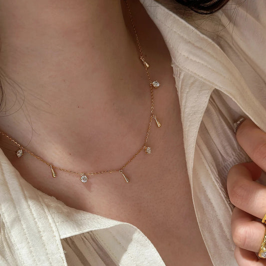 Dainty Minimal Crystal Drop Necklace