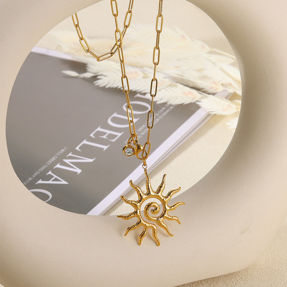 Radiant Minimal Sun Pendant Necklace