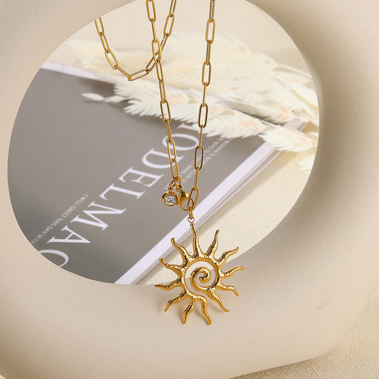 Radiant Minimal Sun Pendant Necklace