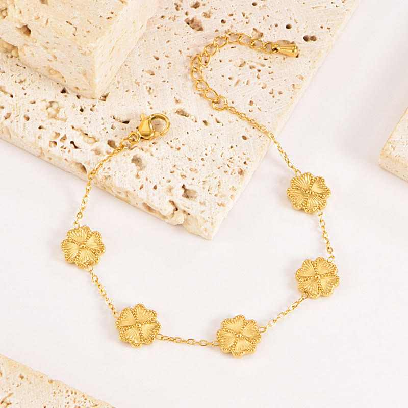 Gold Floral Charm Bracelet | 18K Gold Plated